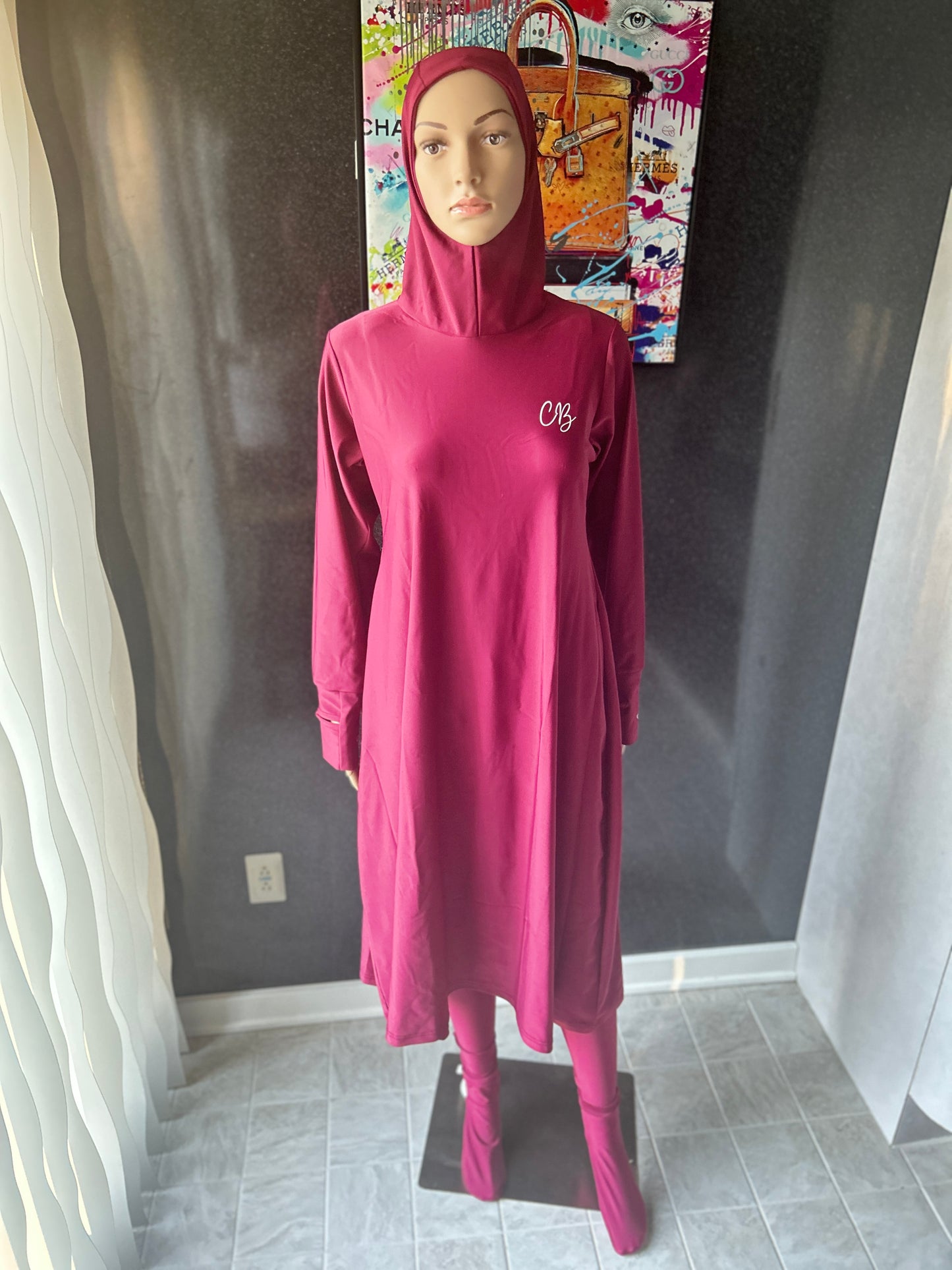 MuHa Cranberry 3pc Burkini / Swim Socks Included